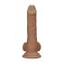 RealRock Dong 7 - dzīvīgs dildo ar sēkliniekiem (17cm) - tumši dabīgs