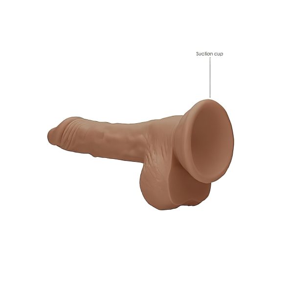 RealRock dildo ar sēkliniekiem 17cm tumši dabīga krāsa