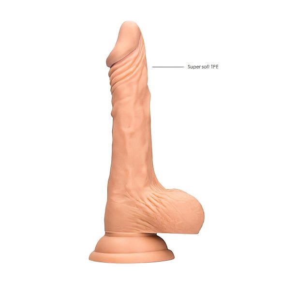 RealRock dildo ar sēkliniekiem 20 cm ādas krāsā