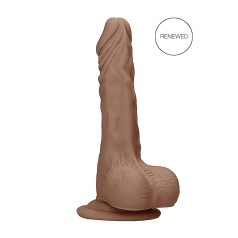 RealRock dildo ar sēkliniekiem 25cm tumši miesas krāsas