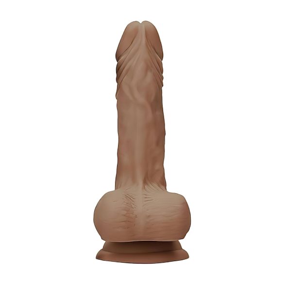 RealRock dildo ar sēkliniekiem 25cm tumši miesas krāsas