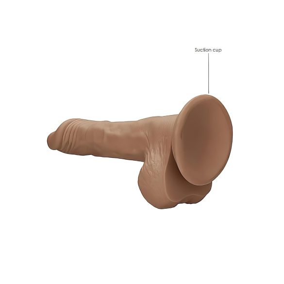 RealRock dildo ar sēkliniekiem 25cm tumši miesas krāsas