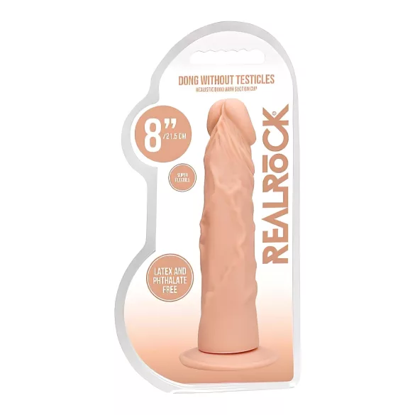 RealRock dildo ar izteiktu vēnainumu 20cm, naturālas krāsas