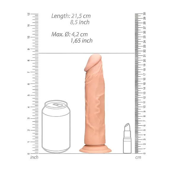 RealRock dildo ar izteiktu vēnainumu 20cm, naturālas krāsas