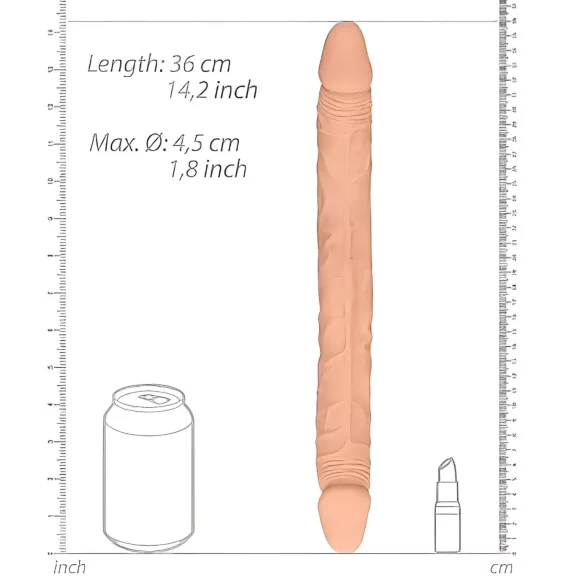 RealRock dubultais dildo 36cm, naturāls