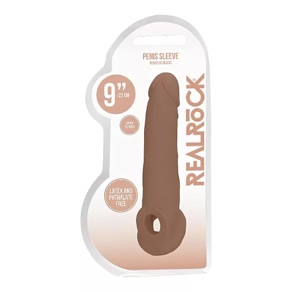 RealRock dzimumlocekļa uzmava 21,5 cm tumši miesaskrāsas