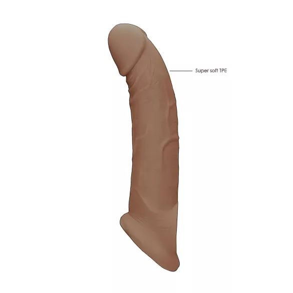 RealRock dzimumlocekļa uzmava 21,5 cm tumši miesaskrāsas