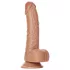RealRock - dildo ar stiprināmu piesūcekni un sēkliniekiem 15,5cm tumši bēšs