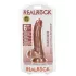 RealRock - dildo ar stiprināmu piesūcekni un sēkliniekiem 15,5cm tumši bēšs