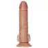 RealRock - dildo ar stiprināmu piesūcekni un sēkliniekiem 15,5cm tumši bēšs