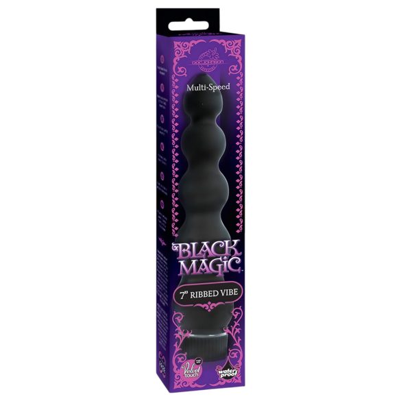 Black Magic 7 - anālais vibrators ar 5 lodītēm, stingrs, melns