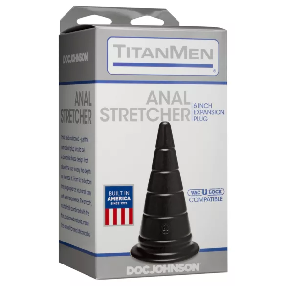 Doc Johnson TitanMen anālais stiepējs - konisks anālais paplašinātājs (melns) - 15 cm