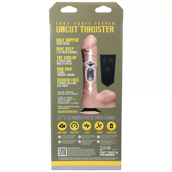 Doc Johnson mini bīdāmais vibrators ar tālvadību, naturāls