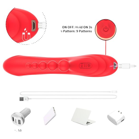 Bestoy - 3-zaru, valodas vibrators (sarkans)