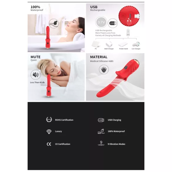 Bestoy - ūdensizturīgs G-punkta vibrators sarkans