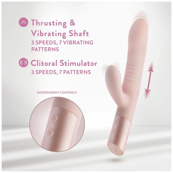 Blush Fraya - klitora un vaginālais vibrators ar stumšanas funkciju rozā