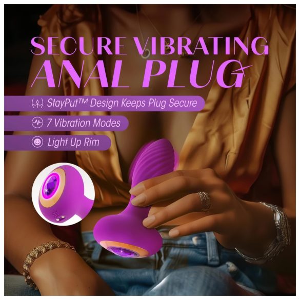 Oh My Gem - vibrācijas anālais plug ar akmeni violets