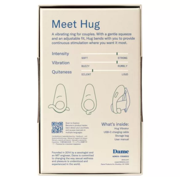 Dame Hug - regulējams vibrējošs dzimumlocekļa gredzens (zaļš)