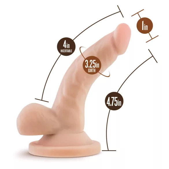 Dr. Skin reālistisks dildo ar piesūcekni un sēkliniekiem, bēšs, 12 cm