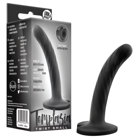 Temptasia Twist Small - piesūcekni, vītņots dildo (melns)