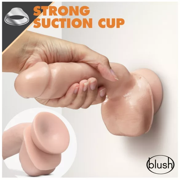 blush Dr. Skin Glide dzīvībai pietuvināts dildo - 21,5 cm, ar sēkliniekiem