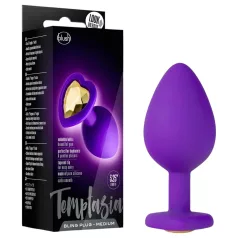   Temptasia M - anālais dildo ar zelta akmeni sirds formas violets vidējs