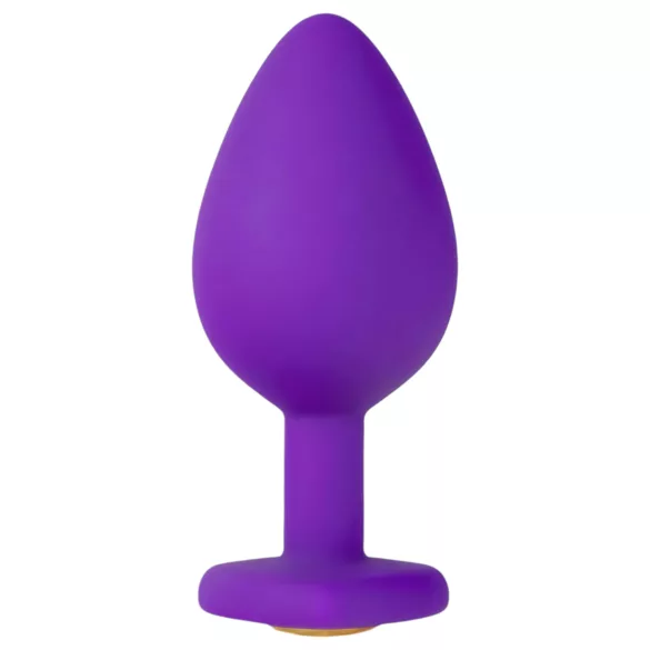 Temptasia M - anālais dildo ar zelta akmeni sirds formas violets vidējs
