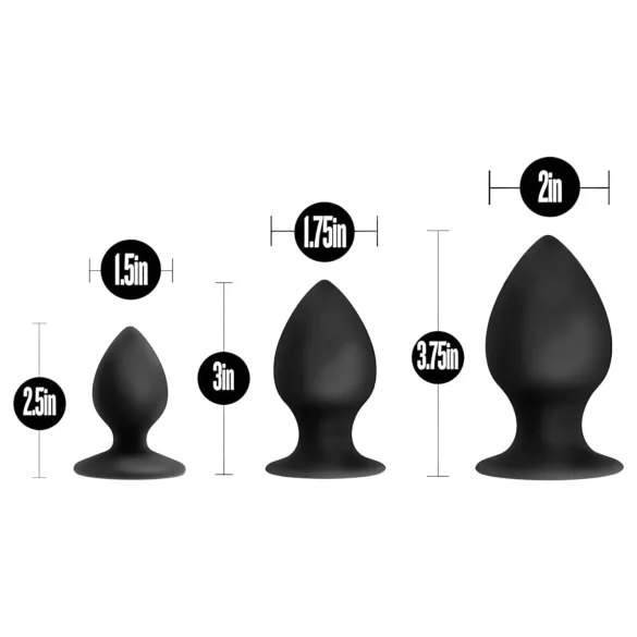 Anal Adventures Platinum anālo aizbāžņu komplekts 3 gab. melns