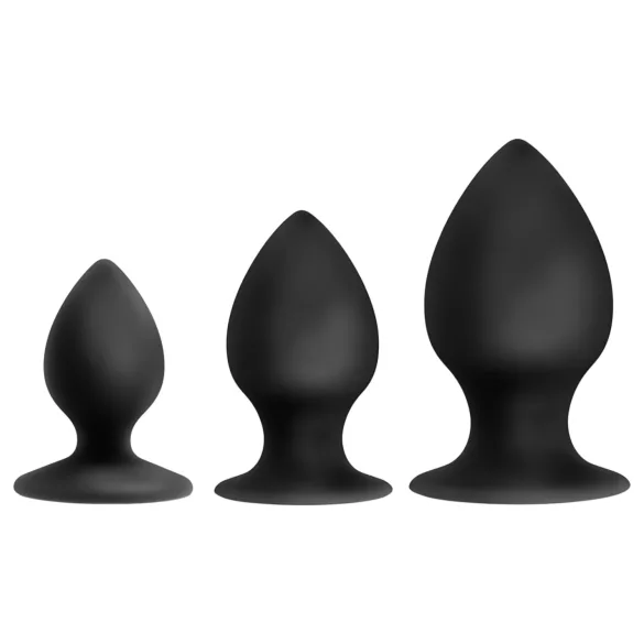 Anal Adventures Platinum anālo aizbāžņu komplekts 3 gab. melns