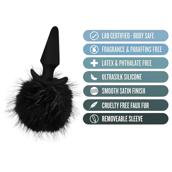 Anal Adventures Platinum - anālais stimulators ar truša asti melns