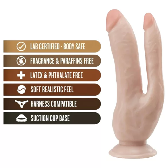 Dr. Skin 8 - piesūcekņa dubultais dildo naturāls