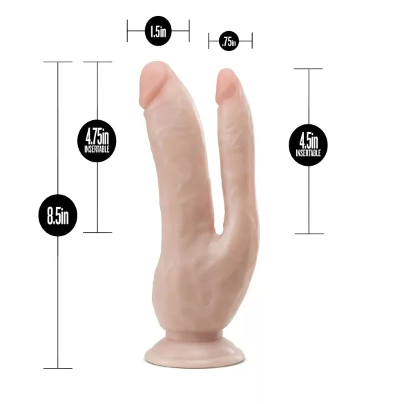 Dr. Skin 8 - piesūcekņa dubultais dildo naturāls