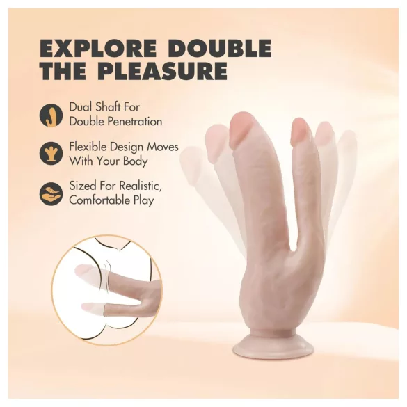 Dr. Skin 8 - piesūcekņa dubultais dildo naturāls
