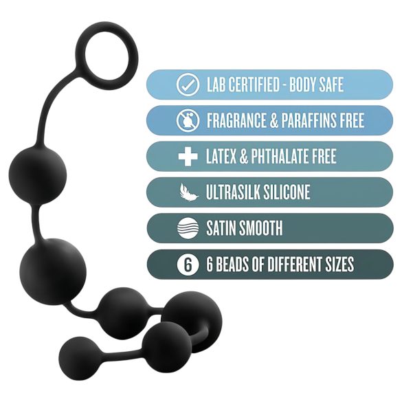 Anal Adventures anālais dildo ar bumbiņām, melns, L