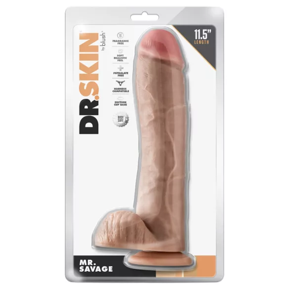 Blush Dr. Skin - reālistisks dildo ar sēkliniekus (dabisks)