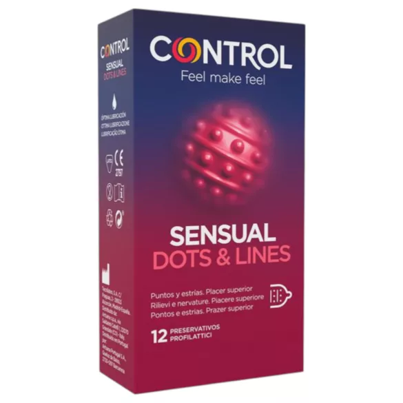 Control - prezervatīvi riboti un punkti, 12 gab.