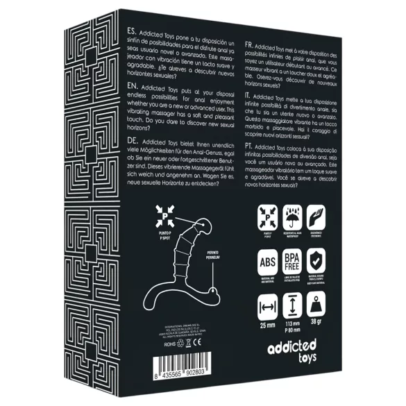 Addicted Toys - prostatas un starpenes masieris (melns) - 11,3 cm