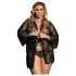 Subblime Queen Plus - sieviešu mežģīņu halāta komplekts melns XL-2XL