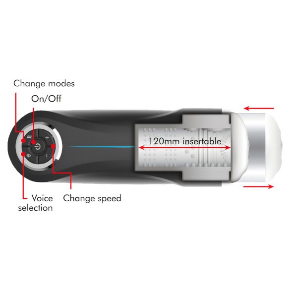 JamyJob - vīriešu masturbators ar kustību un vibrāciju, melns