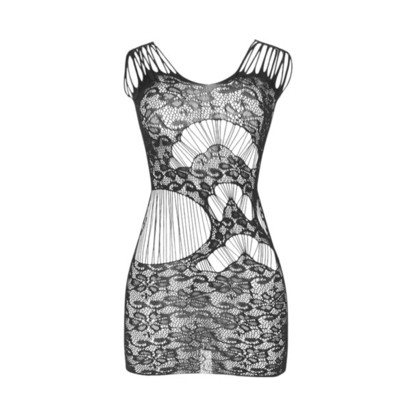 Subblime sieviešu tīklveida mini kleita ar zigzag maliņu melna S-L