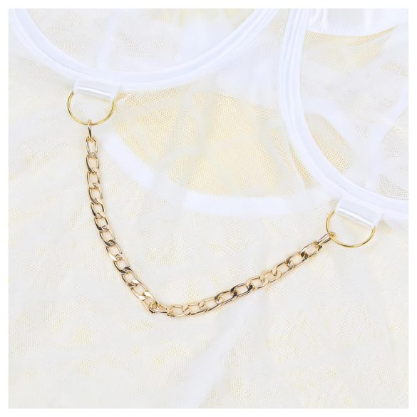 Subblime ķēdīšu caurspīdīgs bodijs komplekts balts L-XL