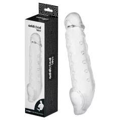   Addicted Toys - dzimumlocekļa uzmava ar sēklinieku gredzenu 23cm caurspīdīga