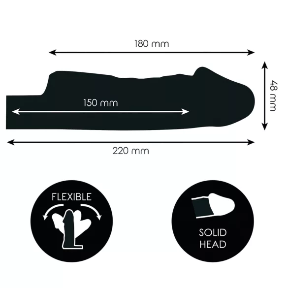Addicted Toys - dzimumlocekļa uzmava ar sēklinieku gredzenu 27 cm caurspīdīga