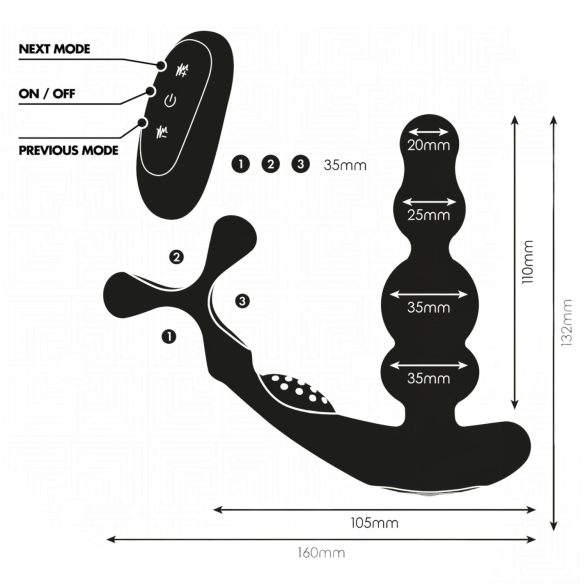 Addicted Toys - anālais vibrators ar rotējošu galviņu un dzimumlocekļa gredzenu