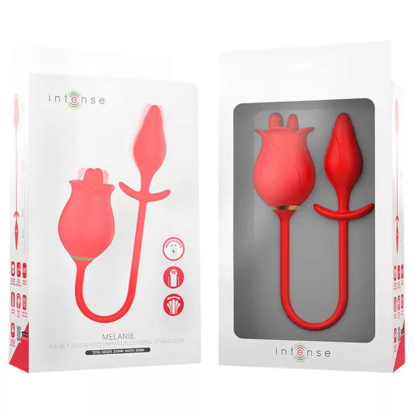 Intense Melanie - 2in1 vibrators ar kustīgu mēli klitoram sarkans