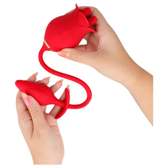 Intense Melanie - 2in1 vibrators ar kustīgu mēli klitoram sarkans