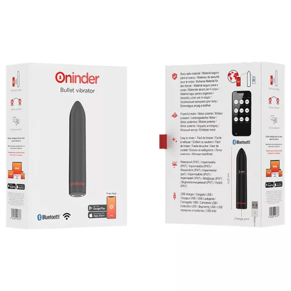 Oninder - lietotnes vadāms vibrators (melns)