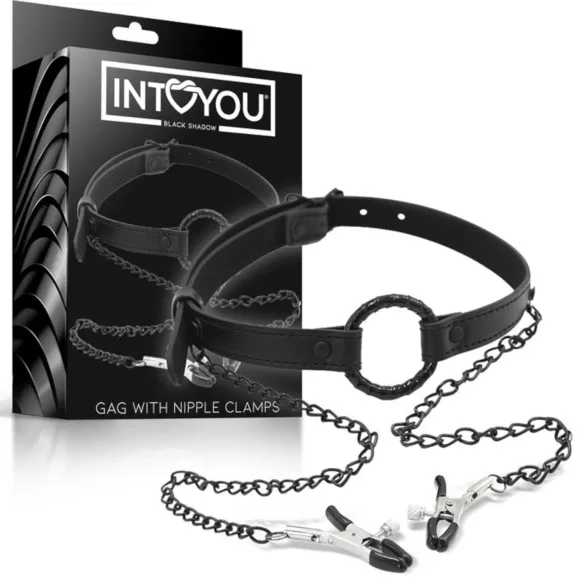 INTOYOU - mutes gag ar krūtsgalu klipšiem melns