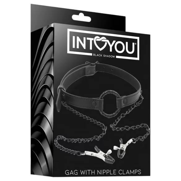 INTOYOU - mutes gag ar krūtsgalu klipšiem melns
