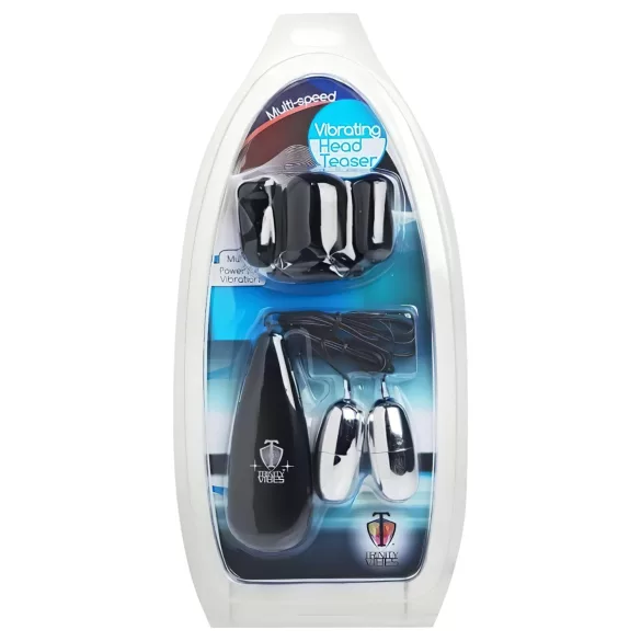 XR Brands - Trinity - cepurīte ar divām olām, dzimumlocekļa galviņas vibrators (melns-sudrabs)